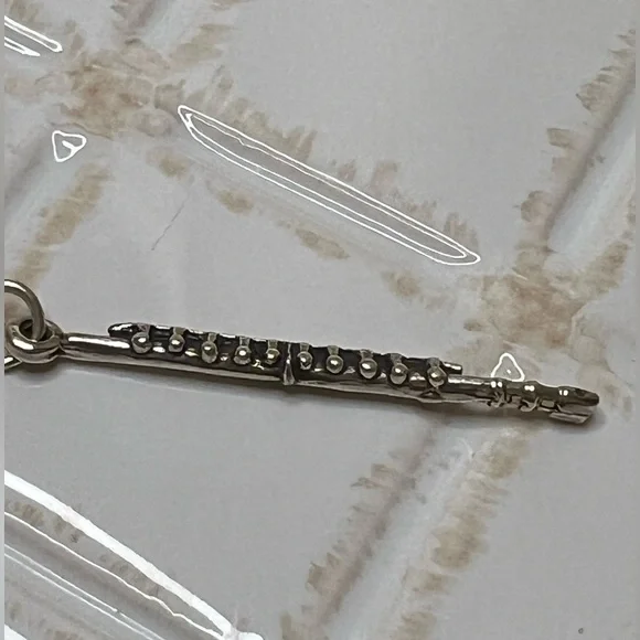 Vintage Flute Charm 925 Sterling Silver Detailed NOS Music Pendant - Picture 2 of 9